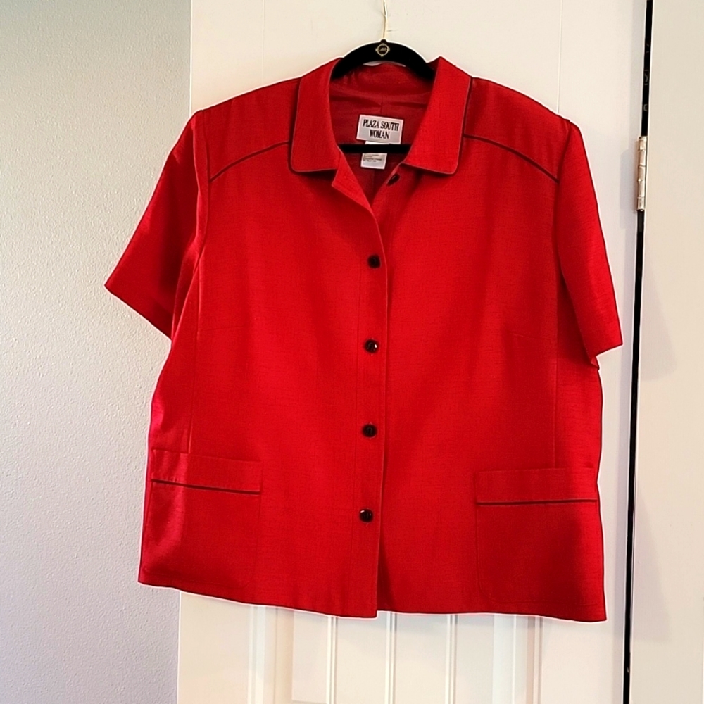 Plaza South Woman - Short Sleeve RED Blazer - sz 24W